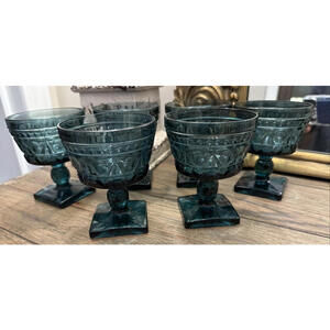 VTG Indiana Glass Colony Park Lane Blue Goblets – Set of 6 - 4¼″ Tall